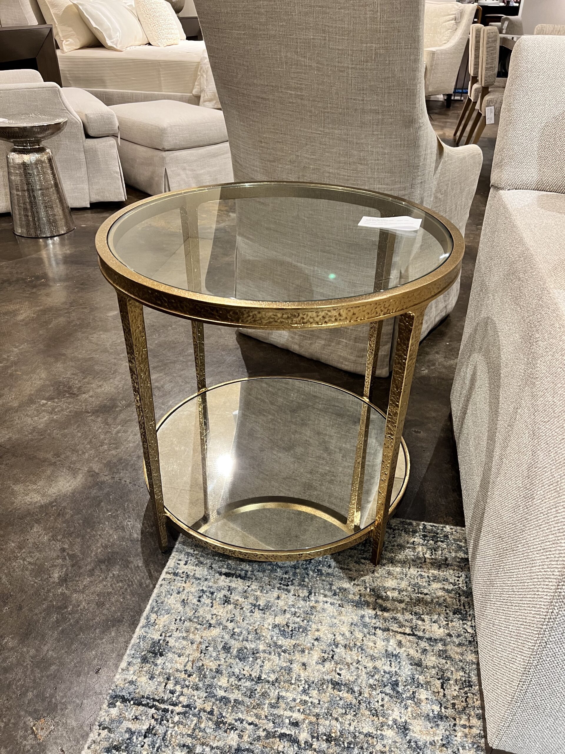 Modern History Small Sculpture Round End Table